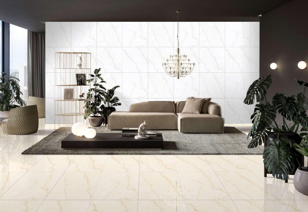 Botticino Crema Multi Marbleous Glazed Vitrified Tiles Supplier in Romania